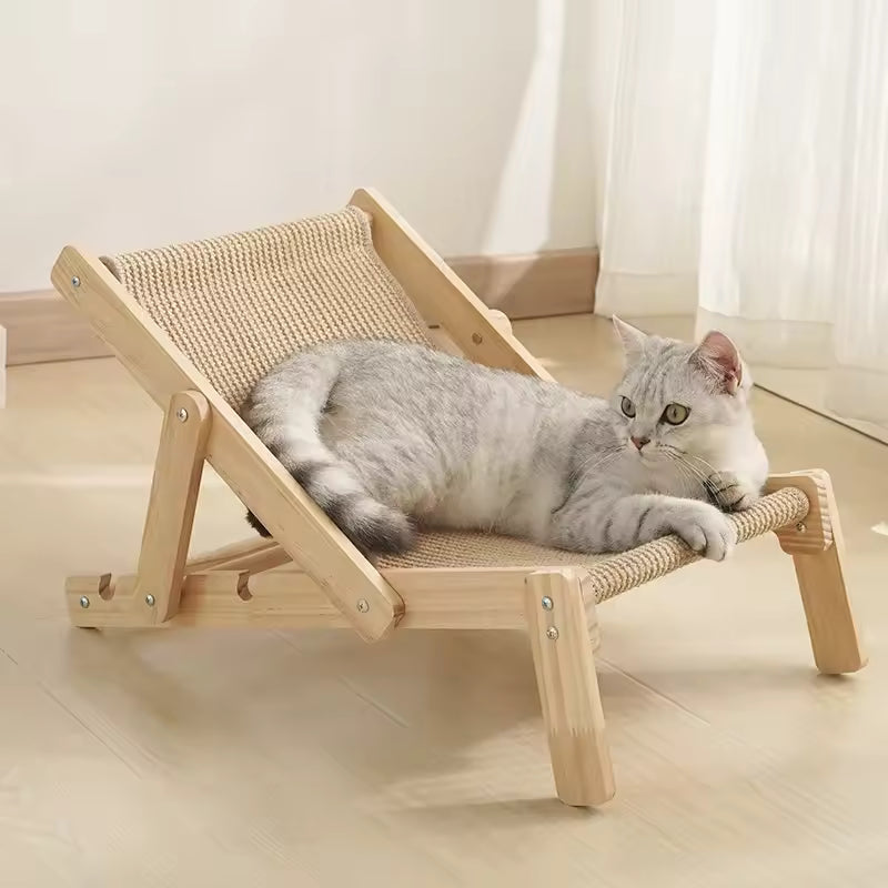 Katzen-Sisal-Liegestuhl, abnehmbar, verstellbar, bequemer Strandstuhl, Hebebett, erhöhtes Bett, Katzen-Greifbrett, einfach zu installieren